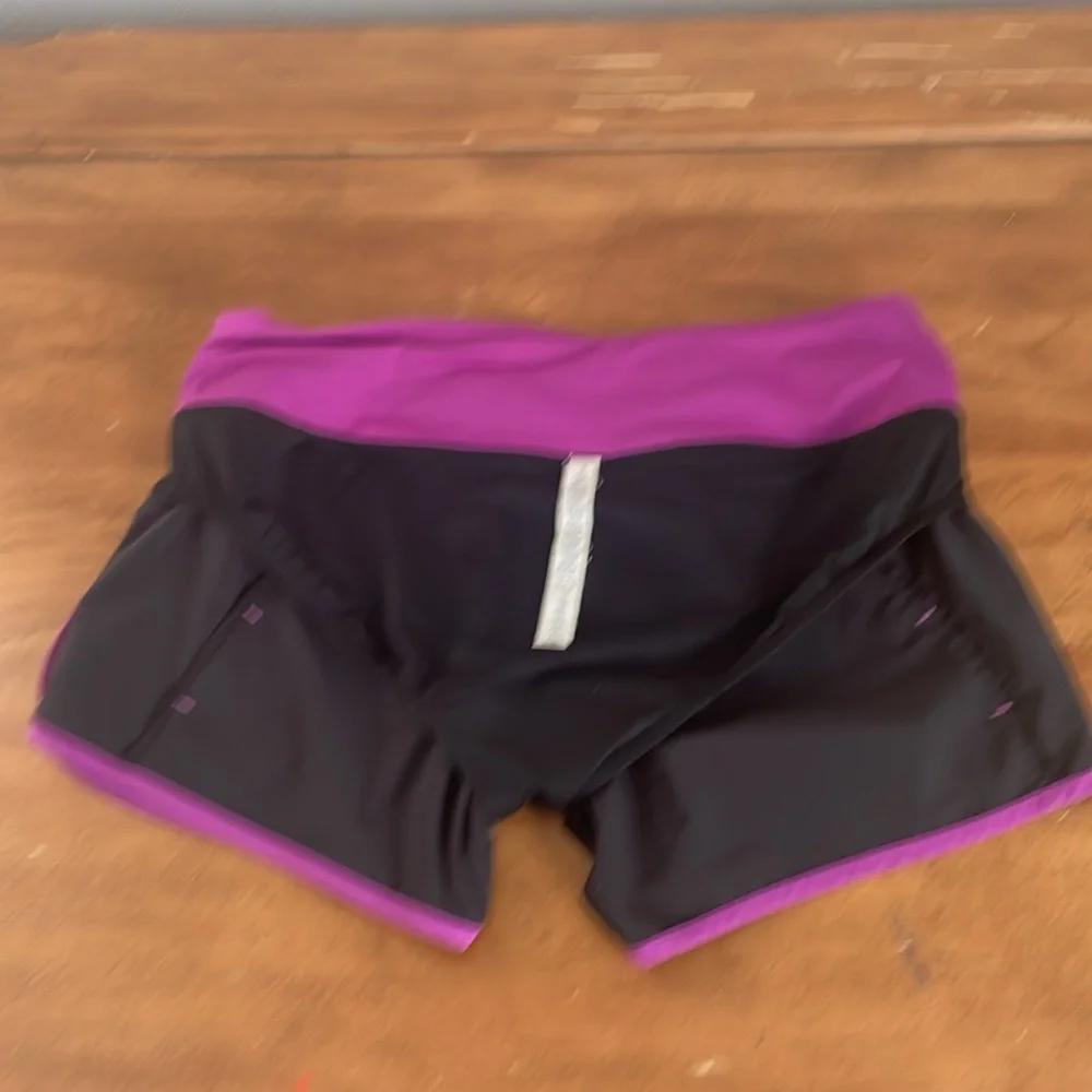 Lululemon Women's Black and Purple Running Shorts Size 6